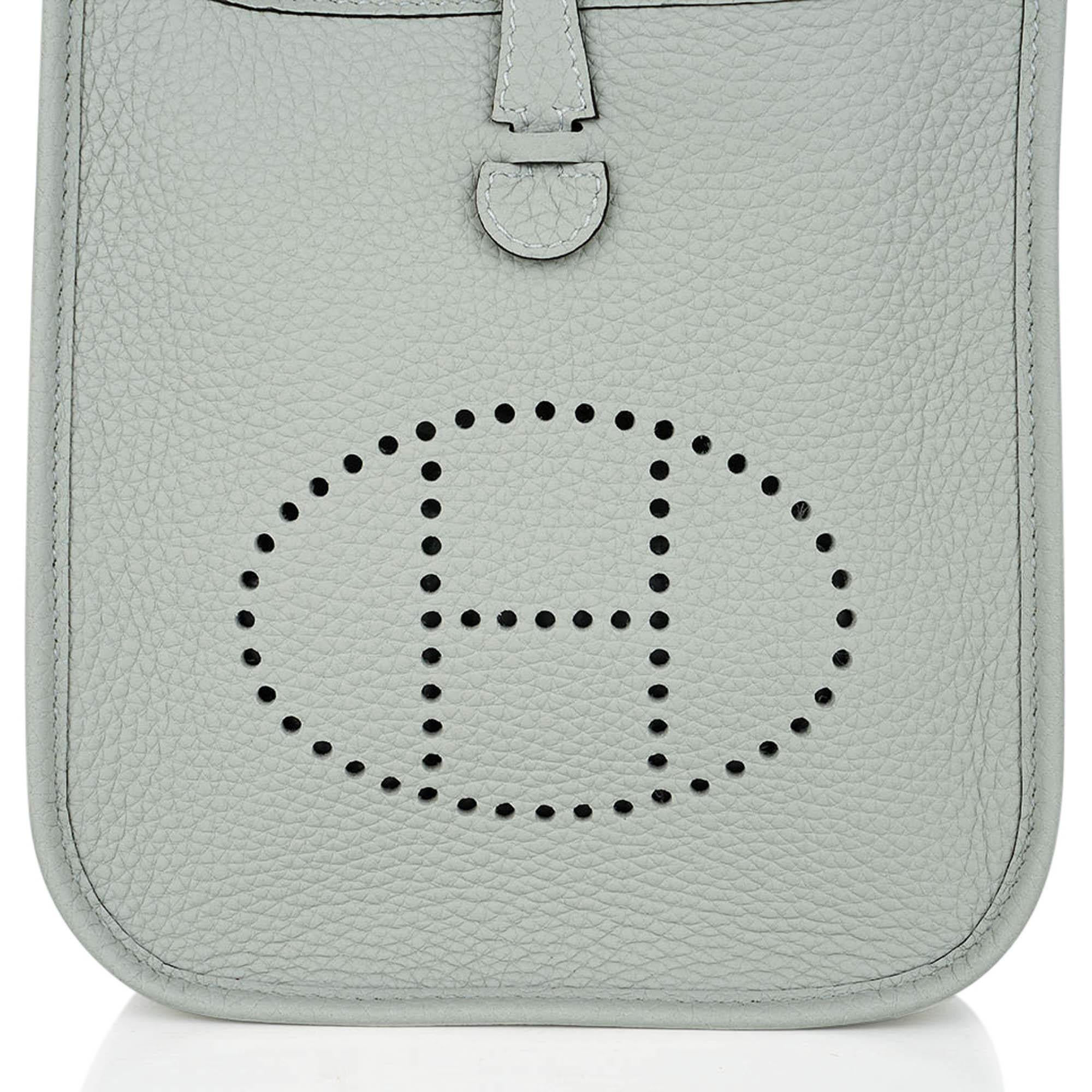 Hermes Mini Evelyne TPM Gris Neve Crossbody Bag Clemence Leather Gold Hardware 1