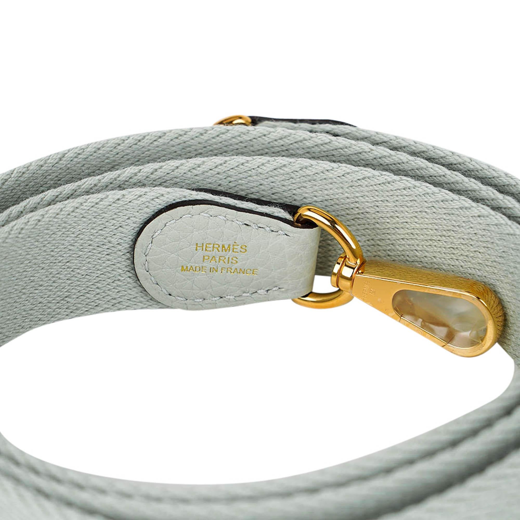 Hermes Mini Evelyne TPM Gris Neve Crossbody Bag Clemence Leather Gold Hardware 4