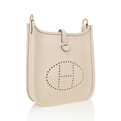 Hermes Mini Evelyne TPM Nata Crossbody Bag Clemence Leather Gold Hardware