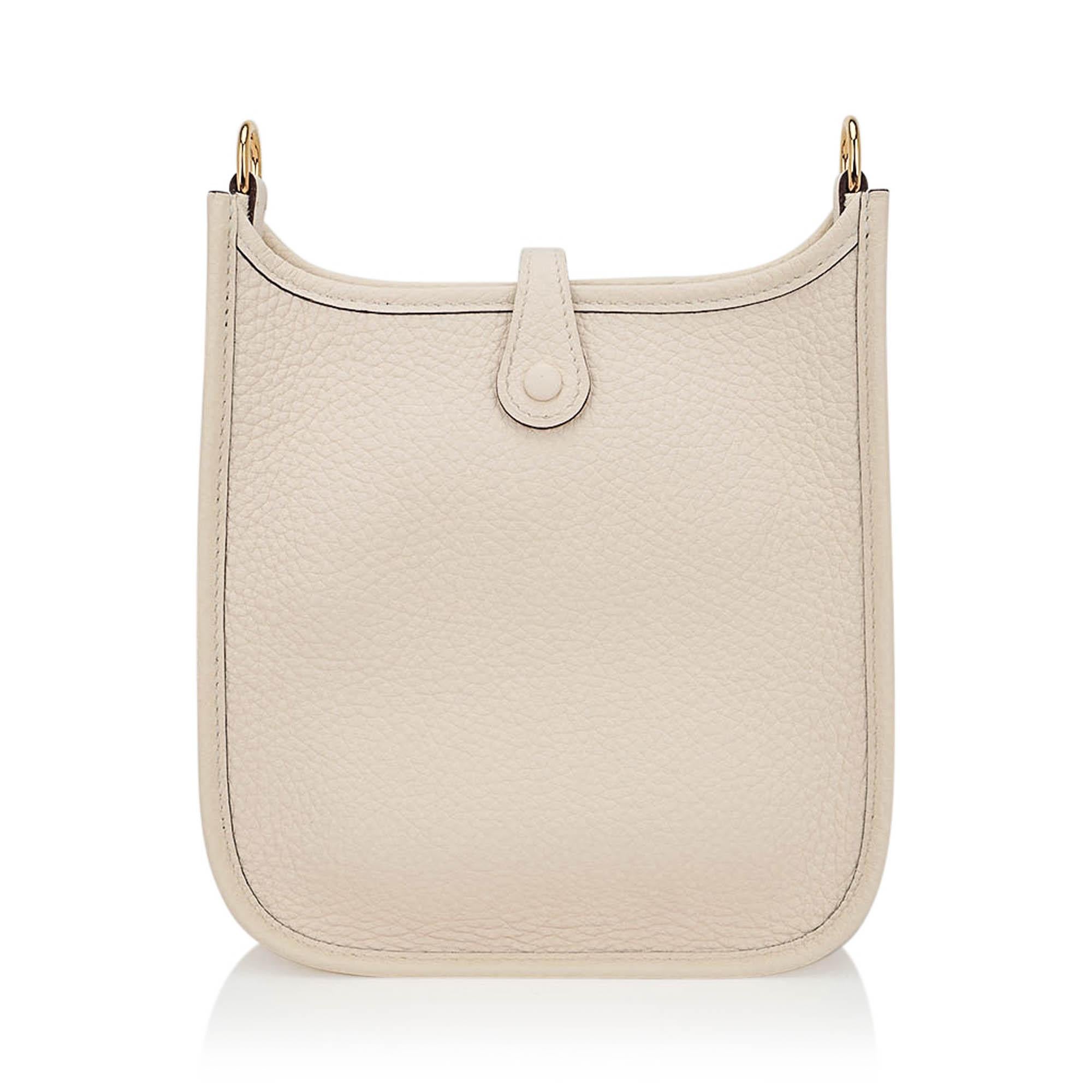 Hermes Mini Evelyne TPM Nata Crossbody Bolso Clemence Piel Herrajes Dorados en venta 1