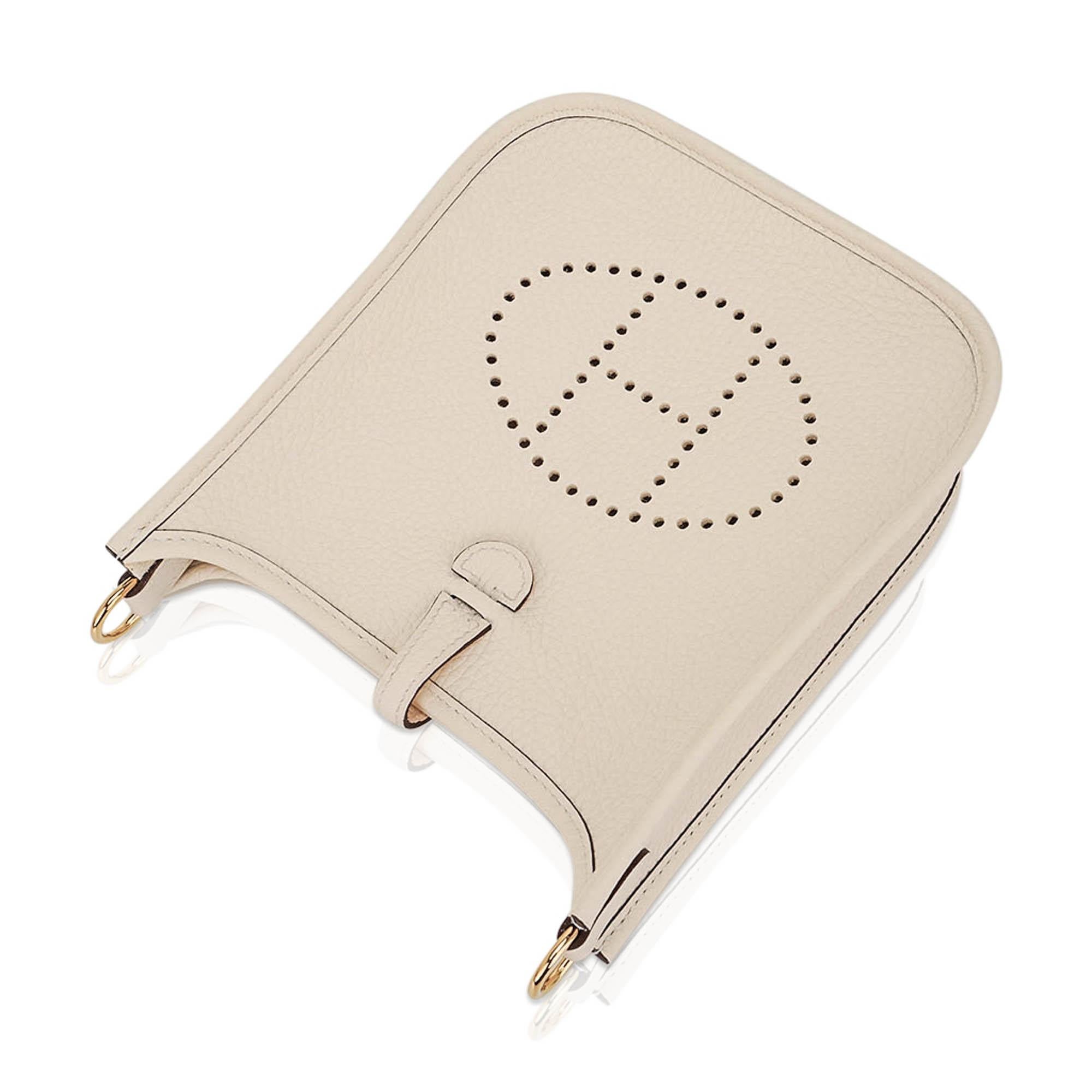 Hermes Mini Evelyne TPM Nata Crossbody Bolso Clemence Piel Herrajes Dorados en venta 2