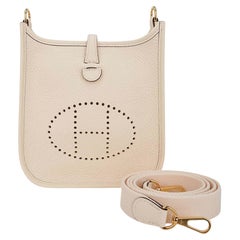 Hermes Mini Evelyne TPM Nata Crossbody Bag Clemence Pelle Hardware Oro