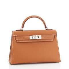 Hermes Gold Kelly 20 Mini Kelly 20cm Epsom Bag New in Box
