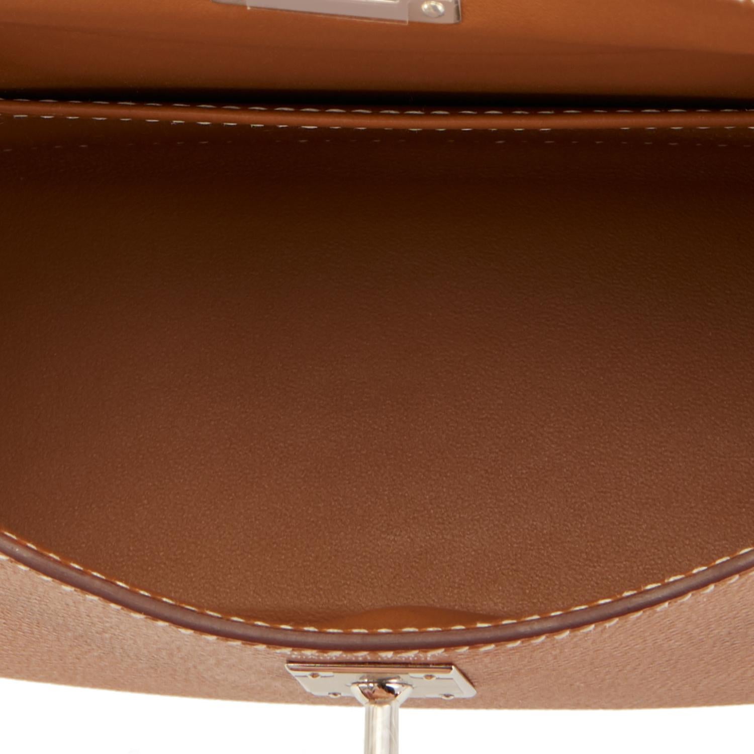 Hermes Mini Gold Kelly 20cm Epsom Bag New in Box For Sale 4