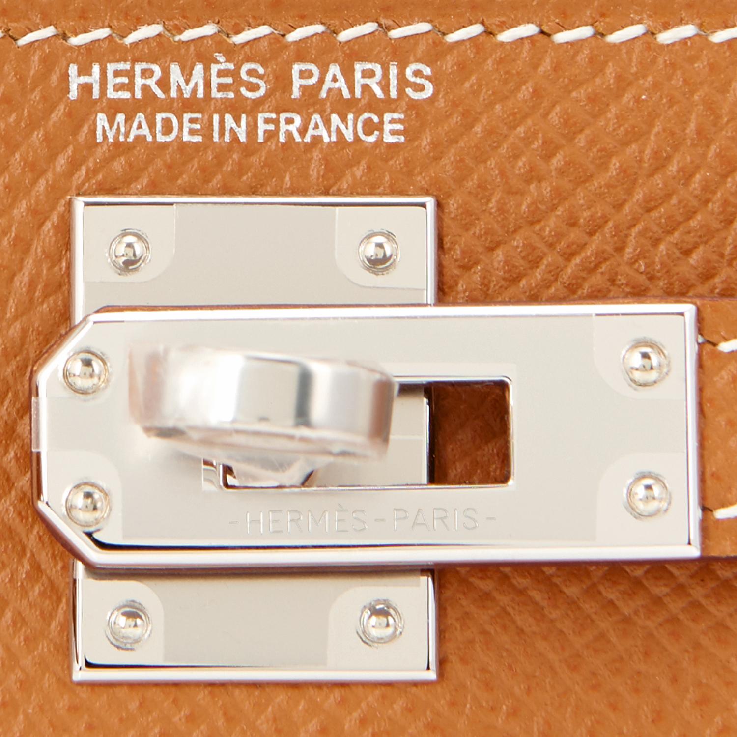 Hermes Mini Gold Kelly 20cm Epsom Bag New in Box For Sale 5