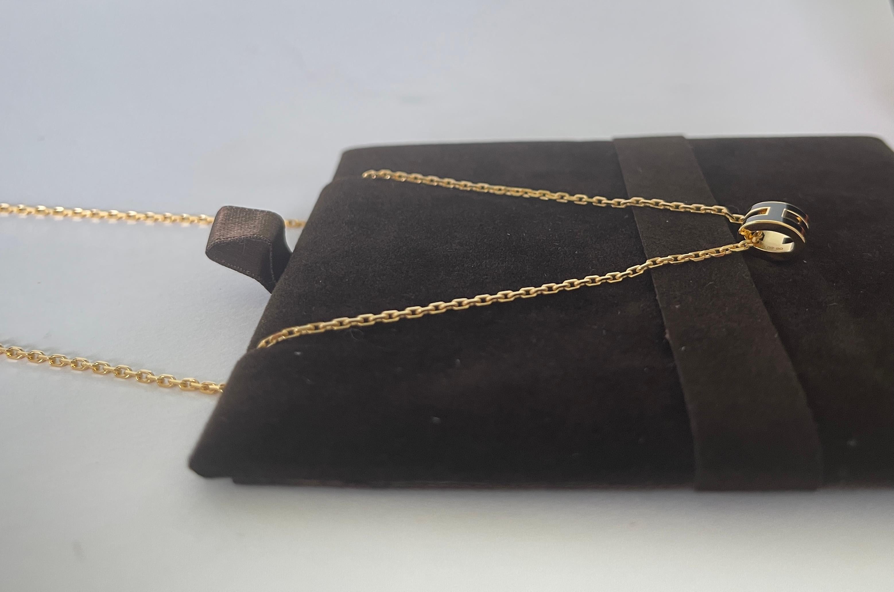 Women's or Men's Hermes Mini H Pop Necklace Black Gold Pendant New 