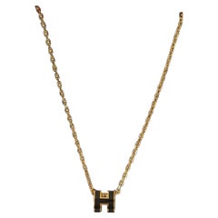 Hermes Collier Mini H Pop Pendentif Or Noir Nouveau