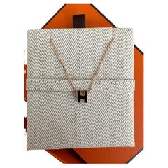Hermès Mini H Pop Halskette mit schwarzem Roségold-Anhänger, neu 