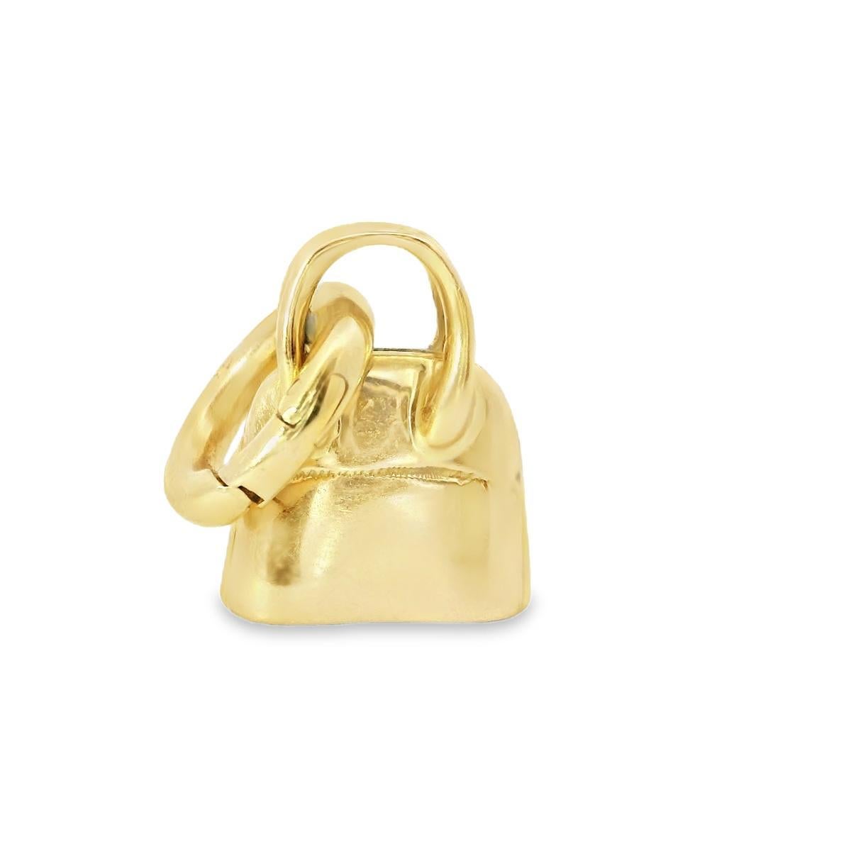 Mini breloque de sac à main Hermès en or jaune 18 carats Bon état - En vente à New York, NY