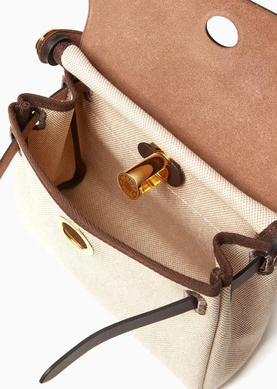 Borsa Hermes Mini Herbag 20 in Ecru Ebene in vendita 3