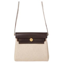 Borsa Hermes Mini Herbag 20 in Ecru Ebene