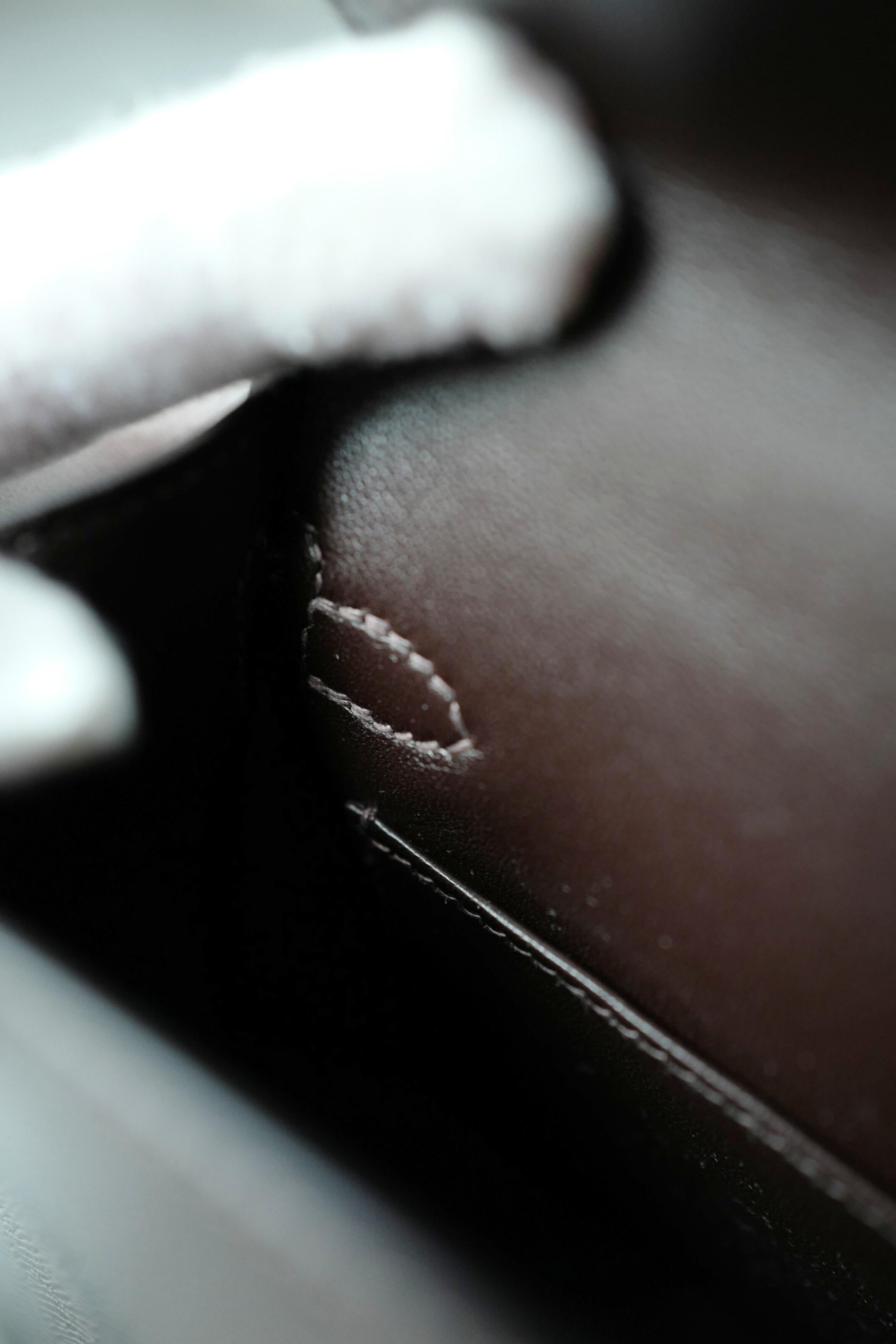 Borsa Hermès Mini Kelly 20 in pelle Bai Brun Veau Madame con HW Permabrass 5