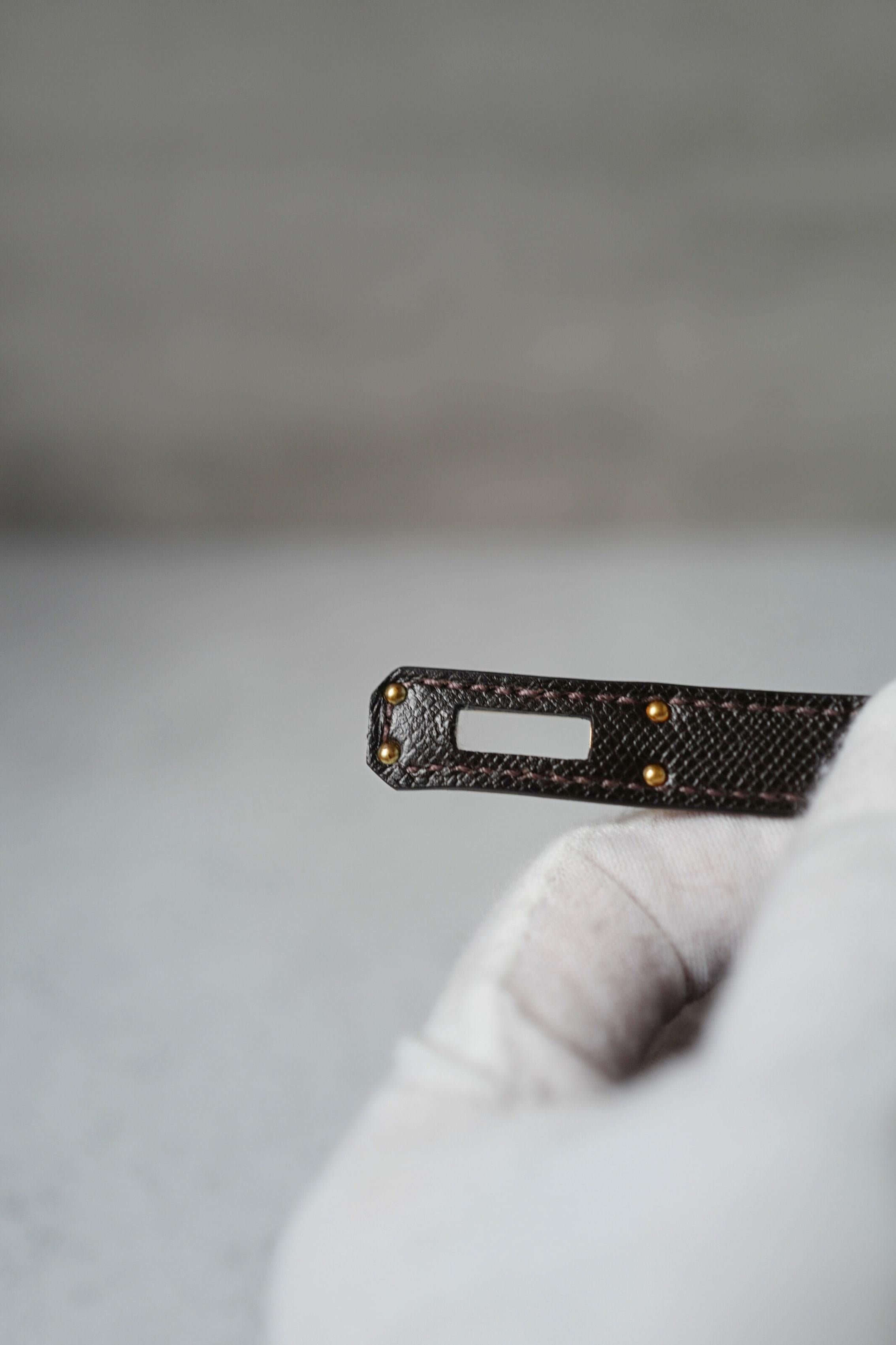 Borsa Hermès Mini Kelly 20 in pelle Bai Brun Veau Madame con HW Permabrass 12