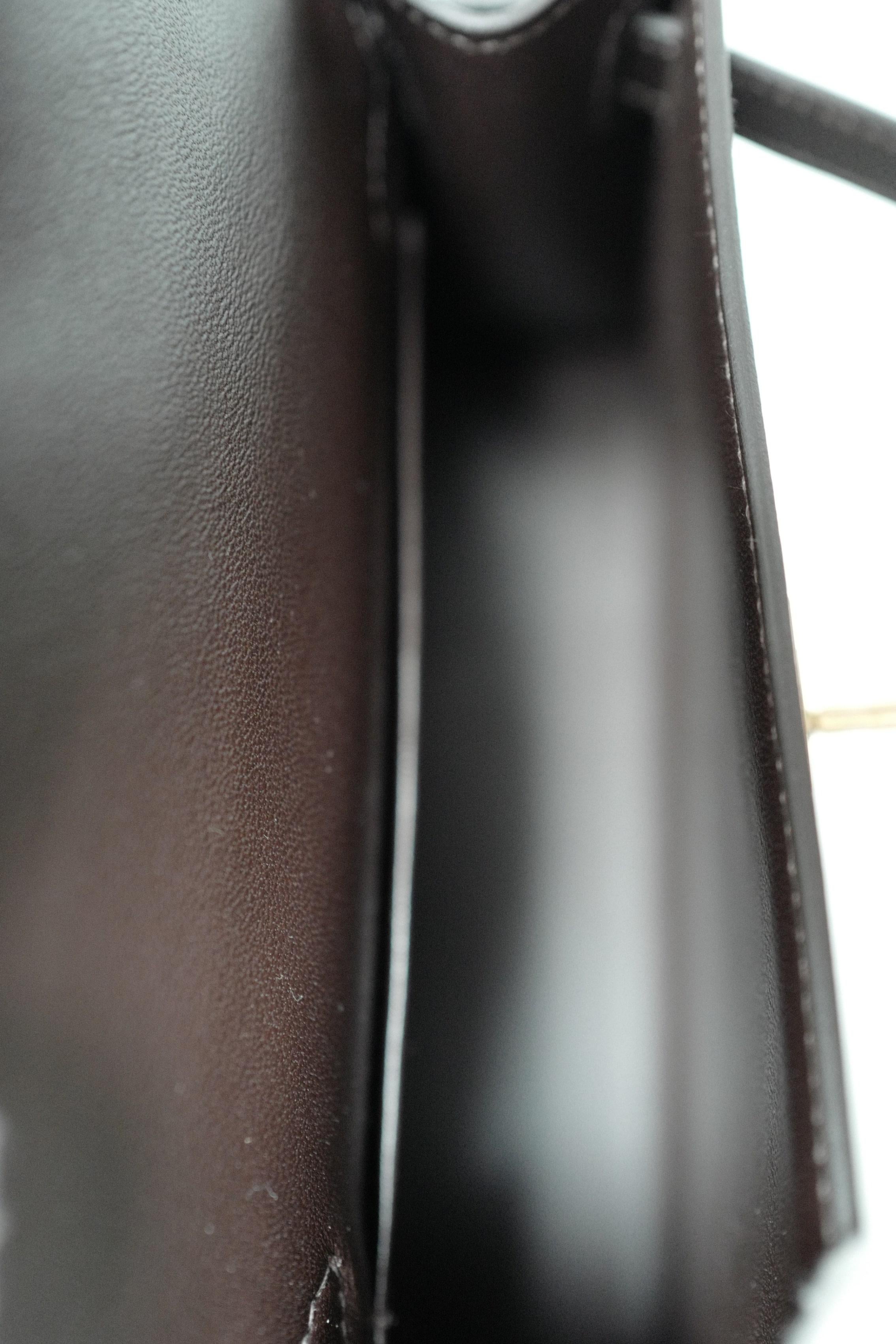 Borsa Hermès Mini Kelly 20 in pelle Bai Brun Veau Madame con HW Permabrass 4