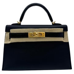 Hermes Mini Kelly 20 Black Touch with Alligator GHW