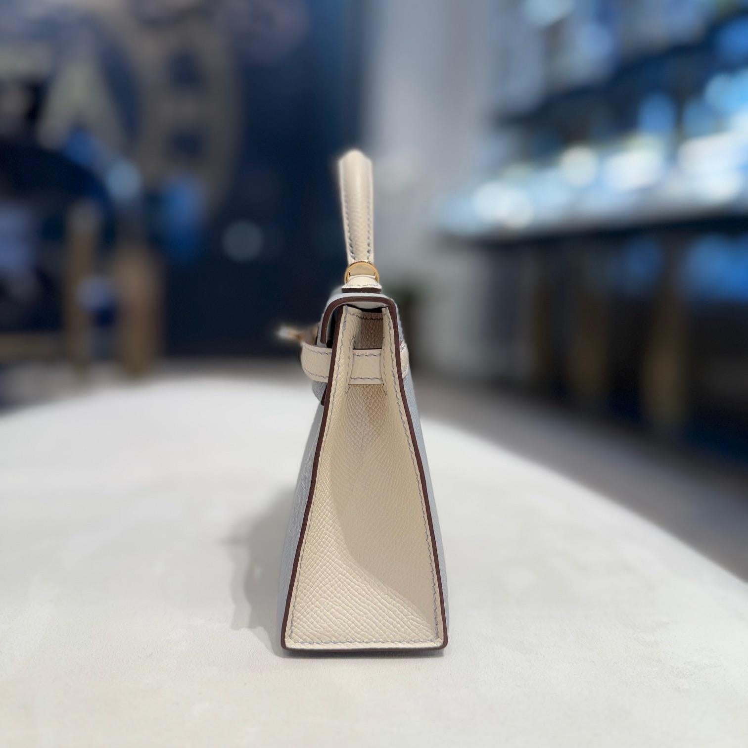 da uomo o donna Hermès Bleu Pale e Nata HSS Mini Kelly 20 Epsom Hardware Permabrass in vendita