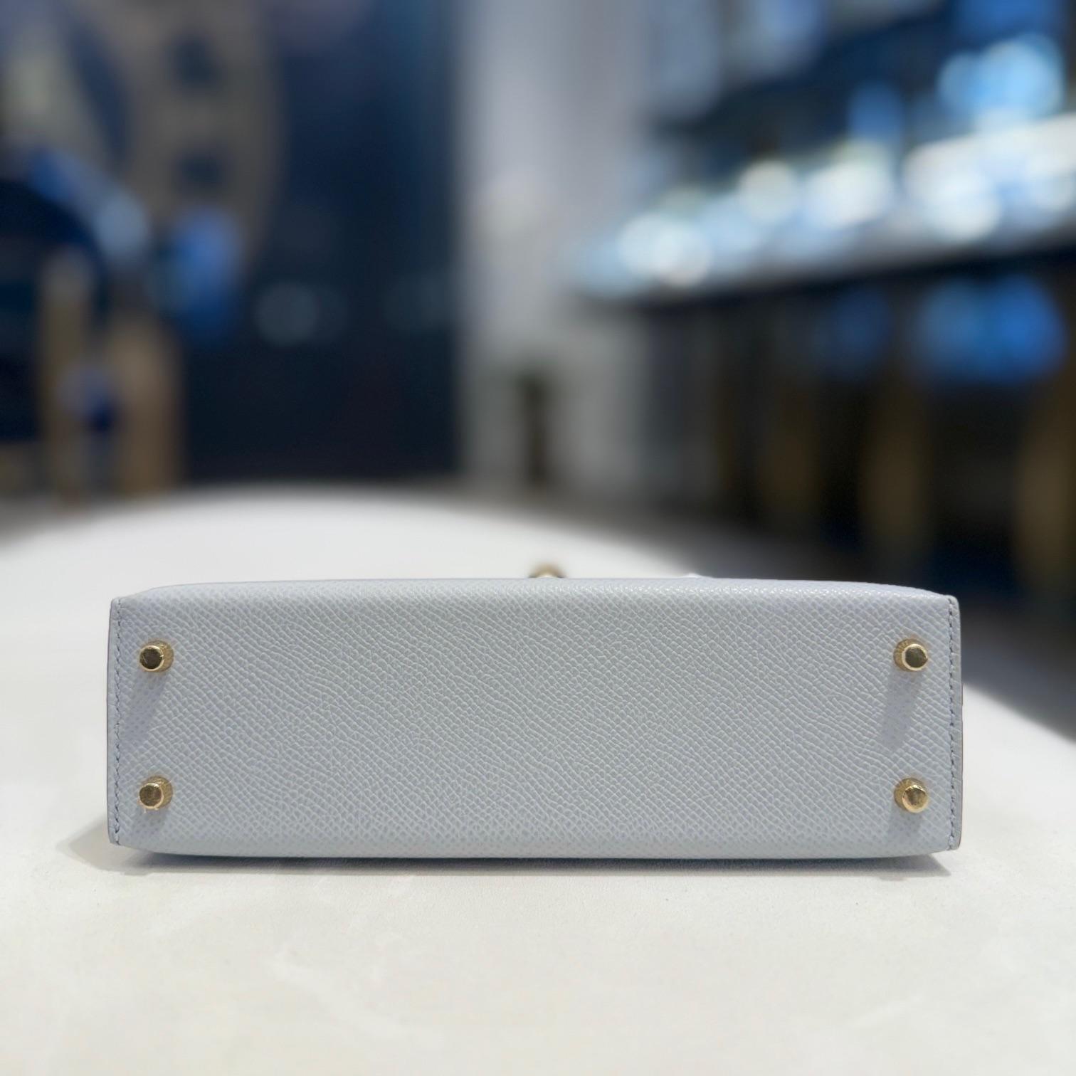 Hermès Bleu Pale e Nata HSS Mini Kelly 20 Epsom Hardware Permabrass in vendita 1