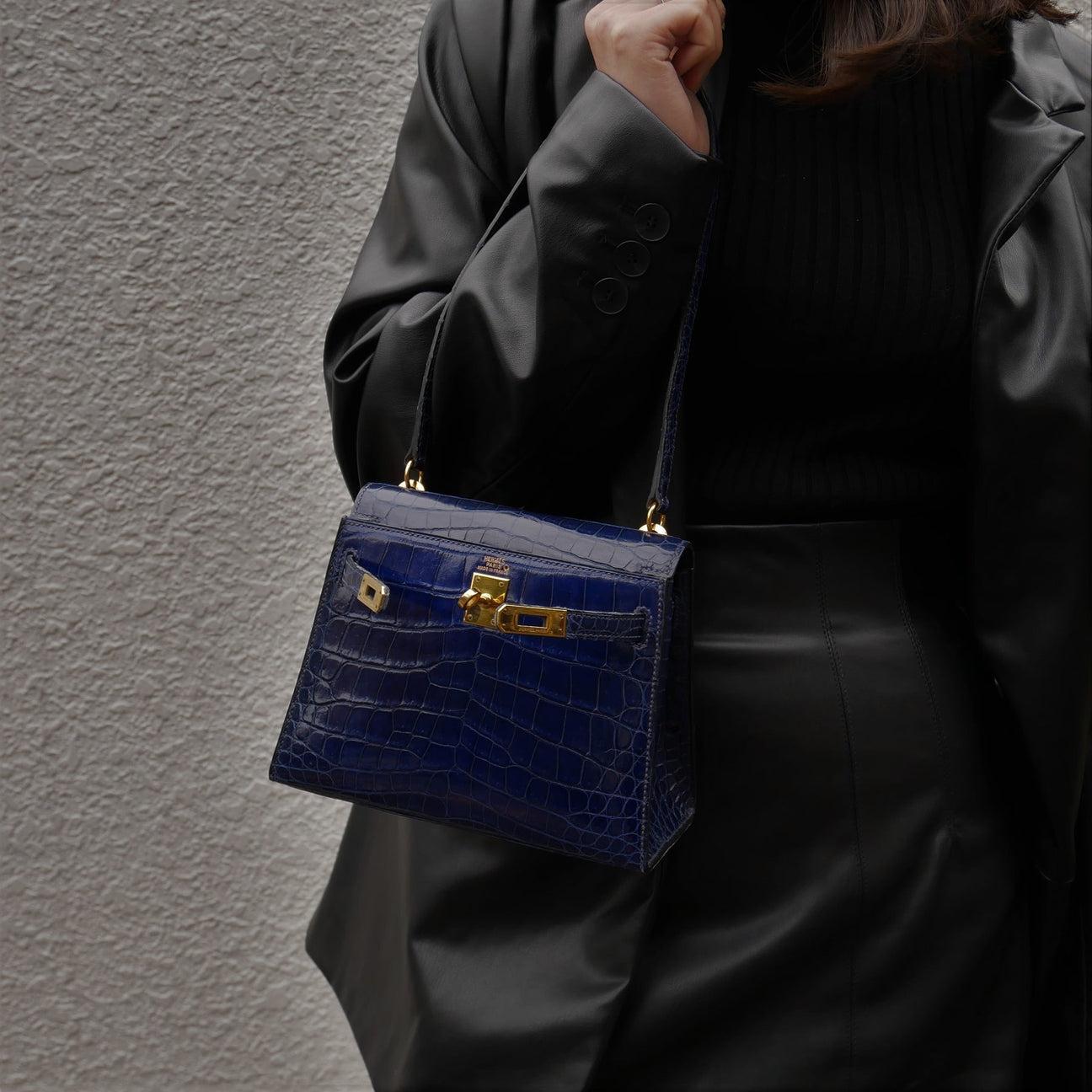 Mini crocodile kelly bag discount