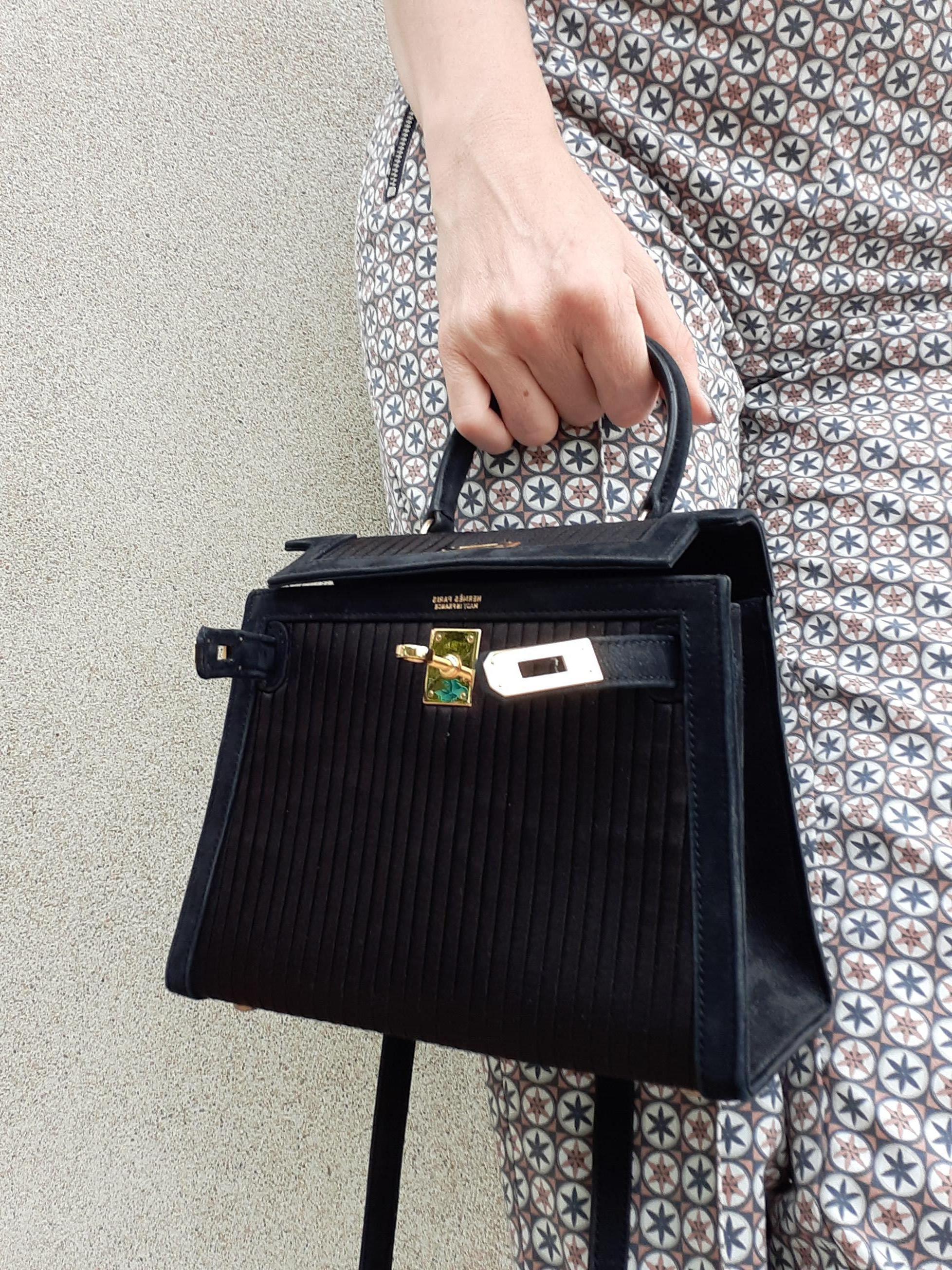 Hermès Mini Kelly 20 cm Sellier Sac Satin Doblis Cuir Or Hdw en vente 9