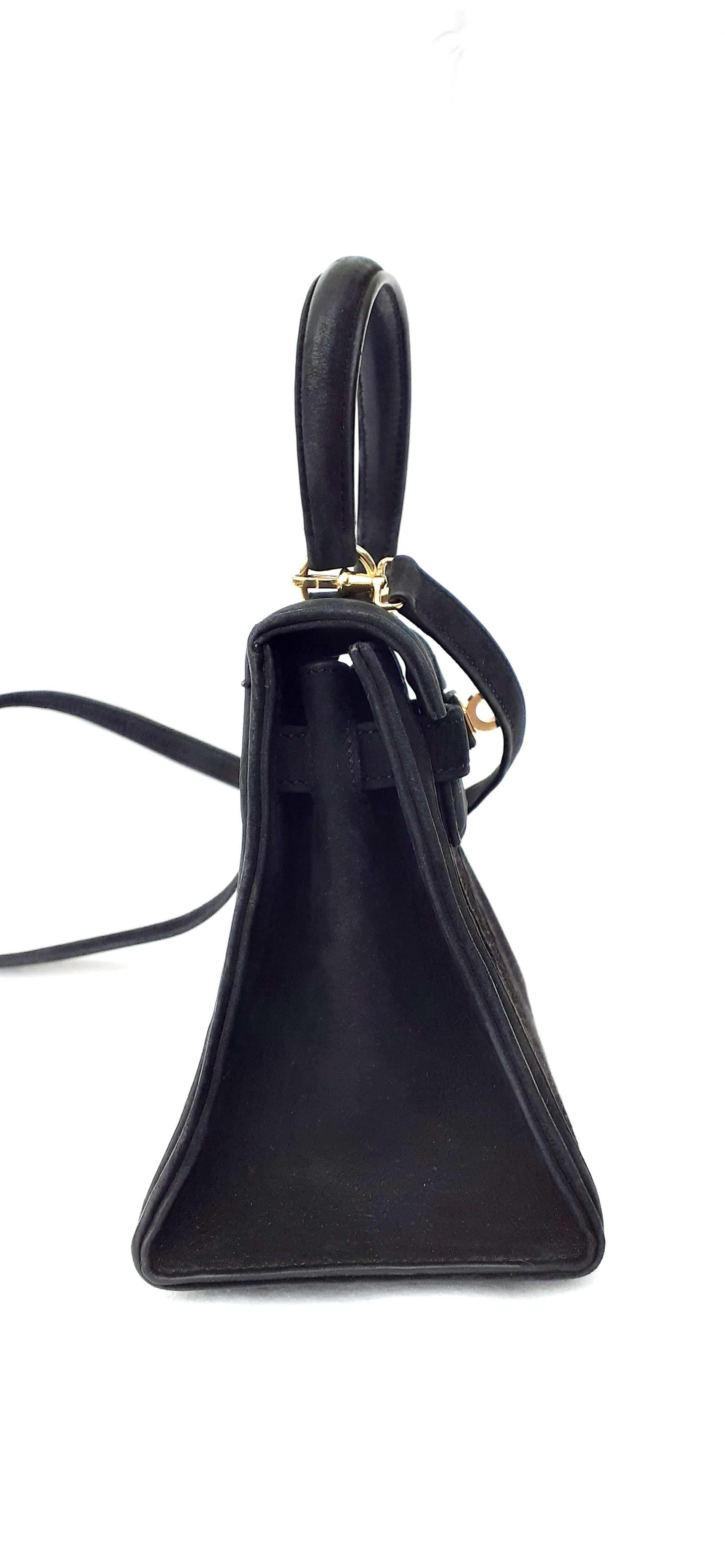 Hermès Mini Kelly 20 cm Sellier Sac Satin Doblis Cuir Or Hdw Bon état - En vente à Corcoué Sur Logne, Loire-Atlantique