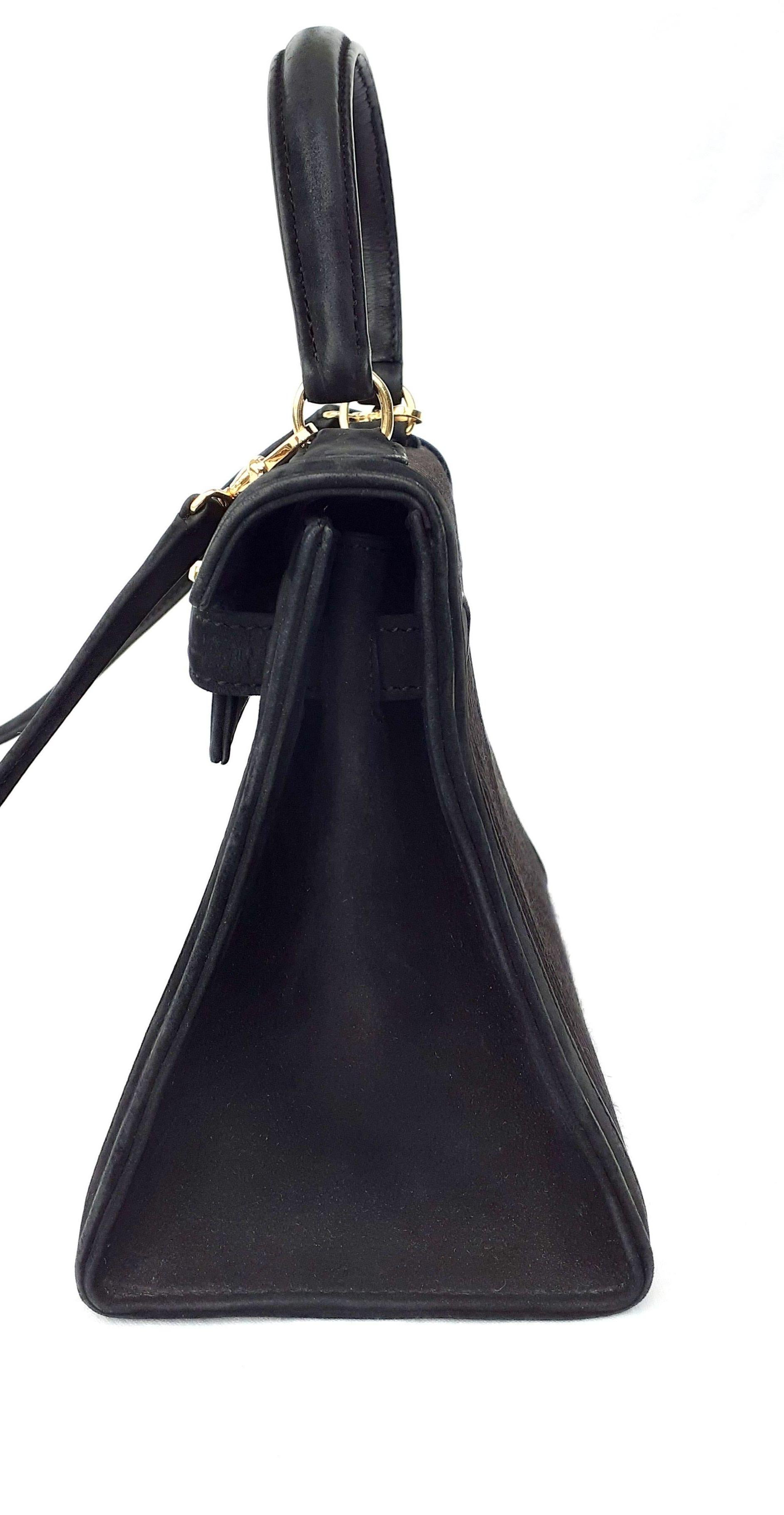 Hermès Mini Kelly 20 cm Sellier Sac Satin Doblis Cuir Or Hdw en vente 2