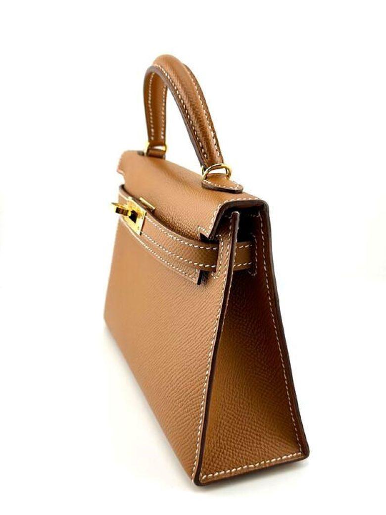 Hermès Mini Kelly 20 Epsom Gold GHW In Excellent Condition For Sale In New York, NY