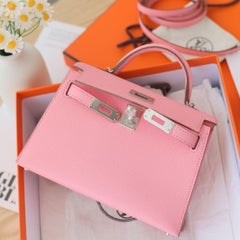 Hermès Mini Kelly 20 II Rose Confetti Chevre Leather with Palladium Hardware