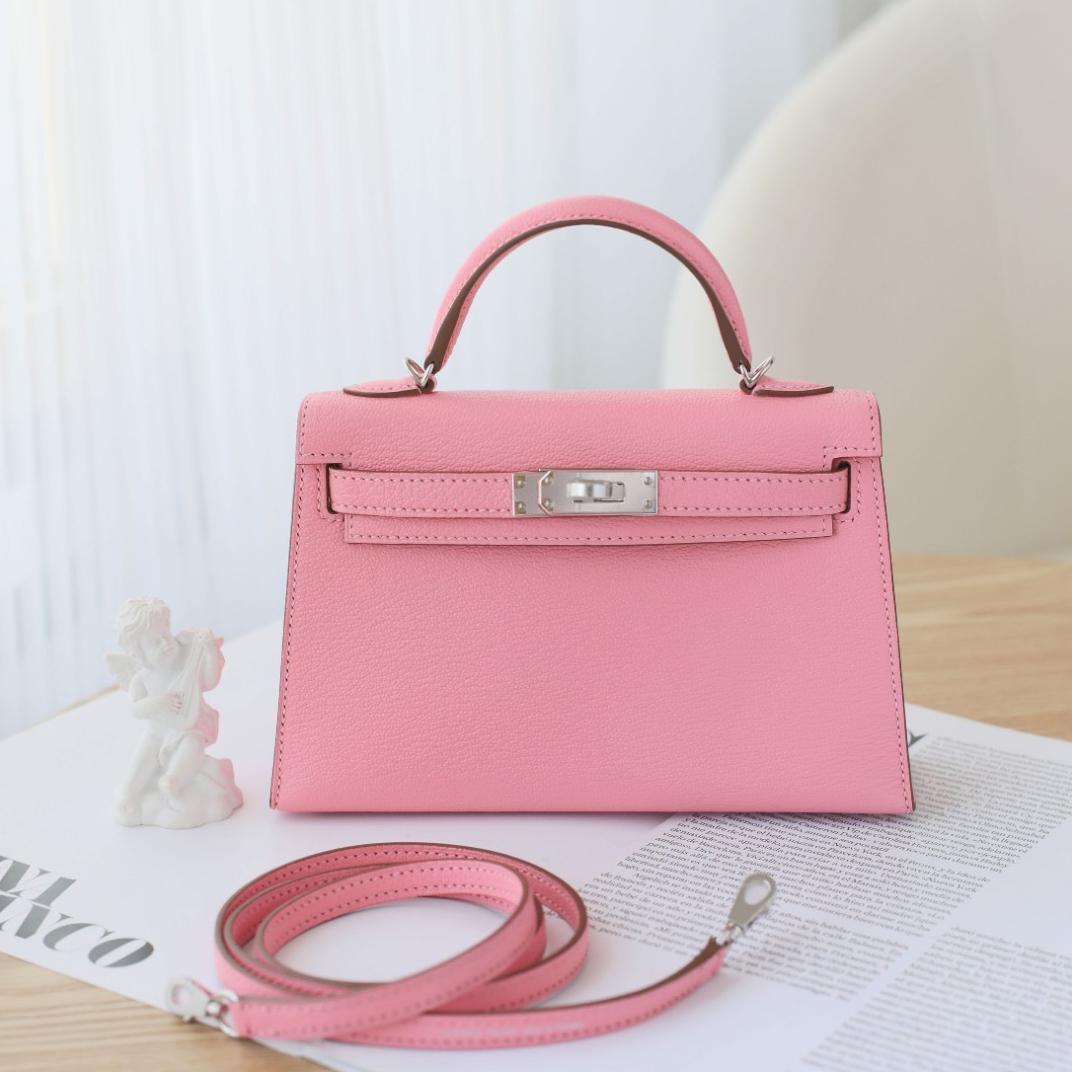 Hermès Mini Kelly 20 II Rose Confetti Chevre Leather with Palladium Hardware 5