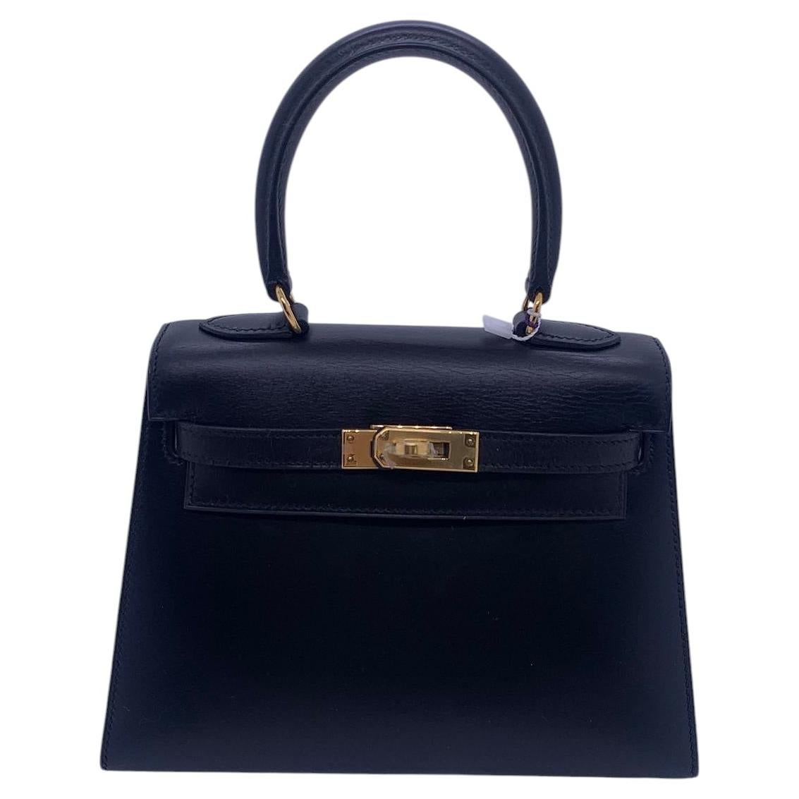 Hermes Mini Kelly 20 II Sellier Box Calf Leather GHW Gold Hardware For Sale