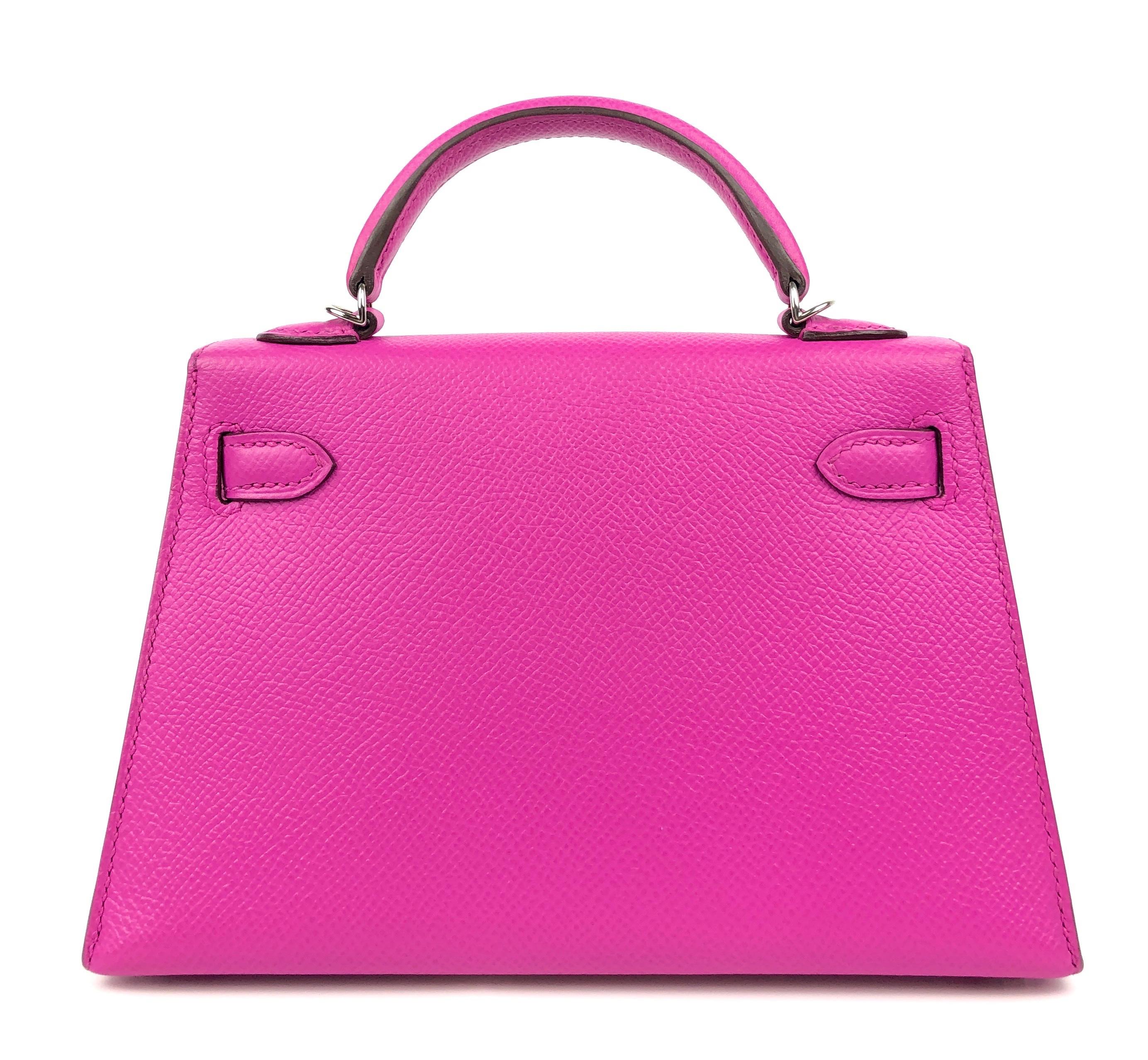 Hermes Mini Kelly 20 Magnolia Pink Purple Epsom Leather Palladium ...