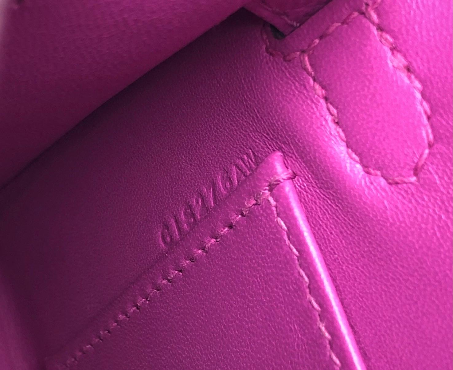 Hermes Mini Kelly 20 Magnolia Pink Purple Epsom Leather Palladium Hardware NEW 2