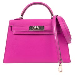 Hermes Mini Kelly 20 Magnolia Rosa Lila Epsom Leder Palladium Hardware NEU