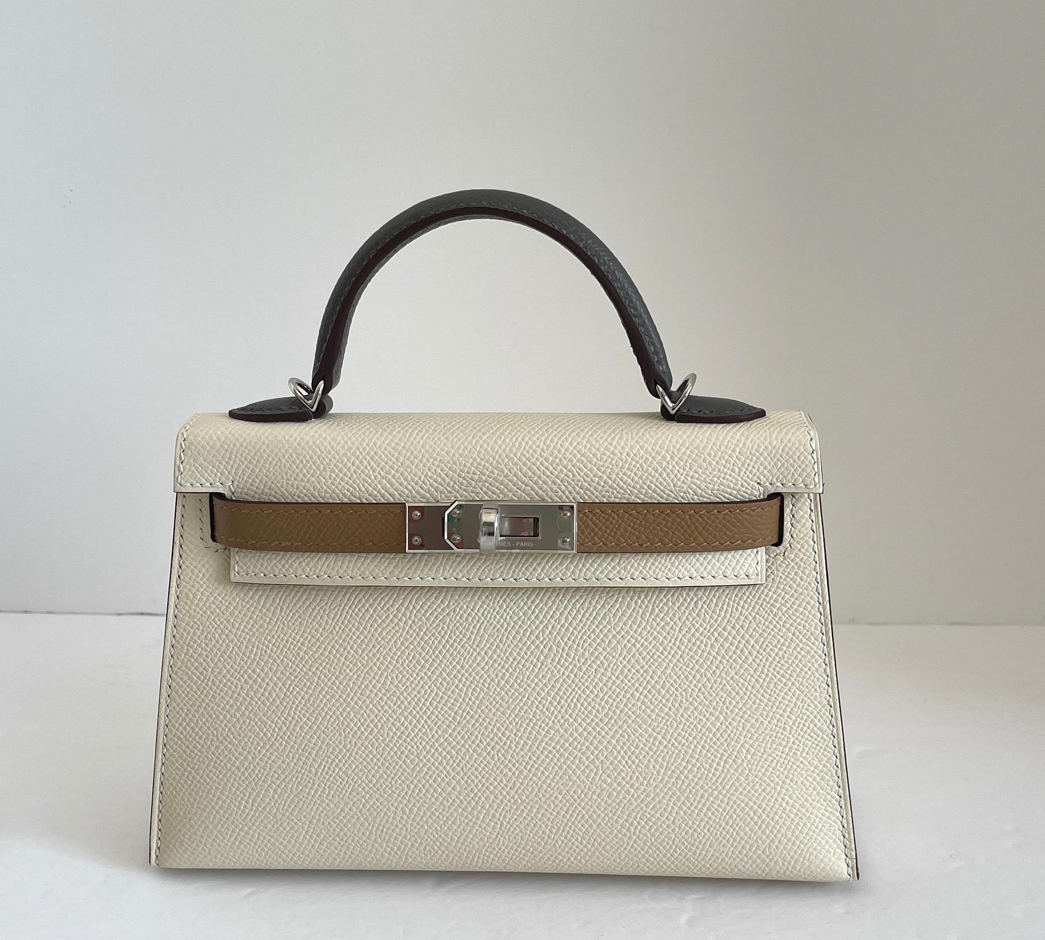 Hermès Kelly 20 Nata Gris Meyer and Chai Tri Color Neuf à West Chester, PA