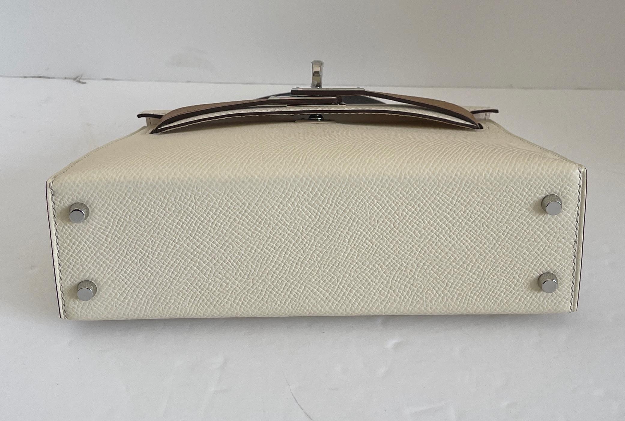 Beige Hermes Mini Kelly 20 Nata Gris Meyer and Chai Tri Color