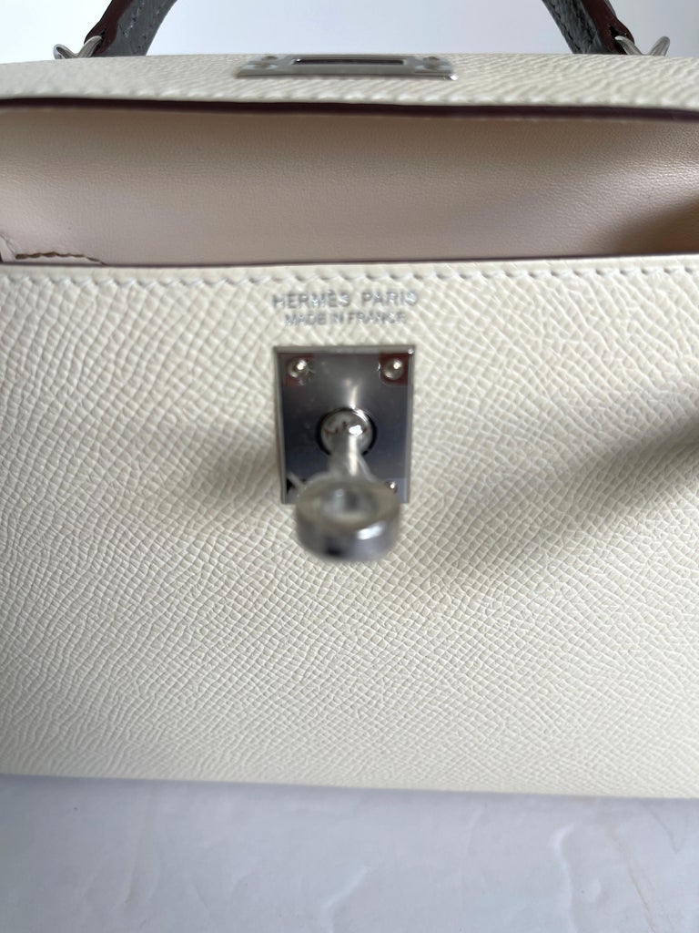 New! Hermes Mini Kelly 20 Nata Gris Meyer And Chai Tri Color