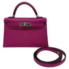 HERMES Mini Kelly 20 "Rose Pourpre" Pelle Epsom Rosa Hardware Palladium