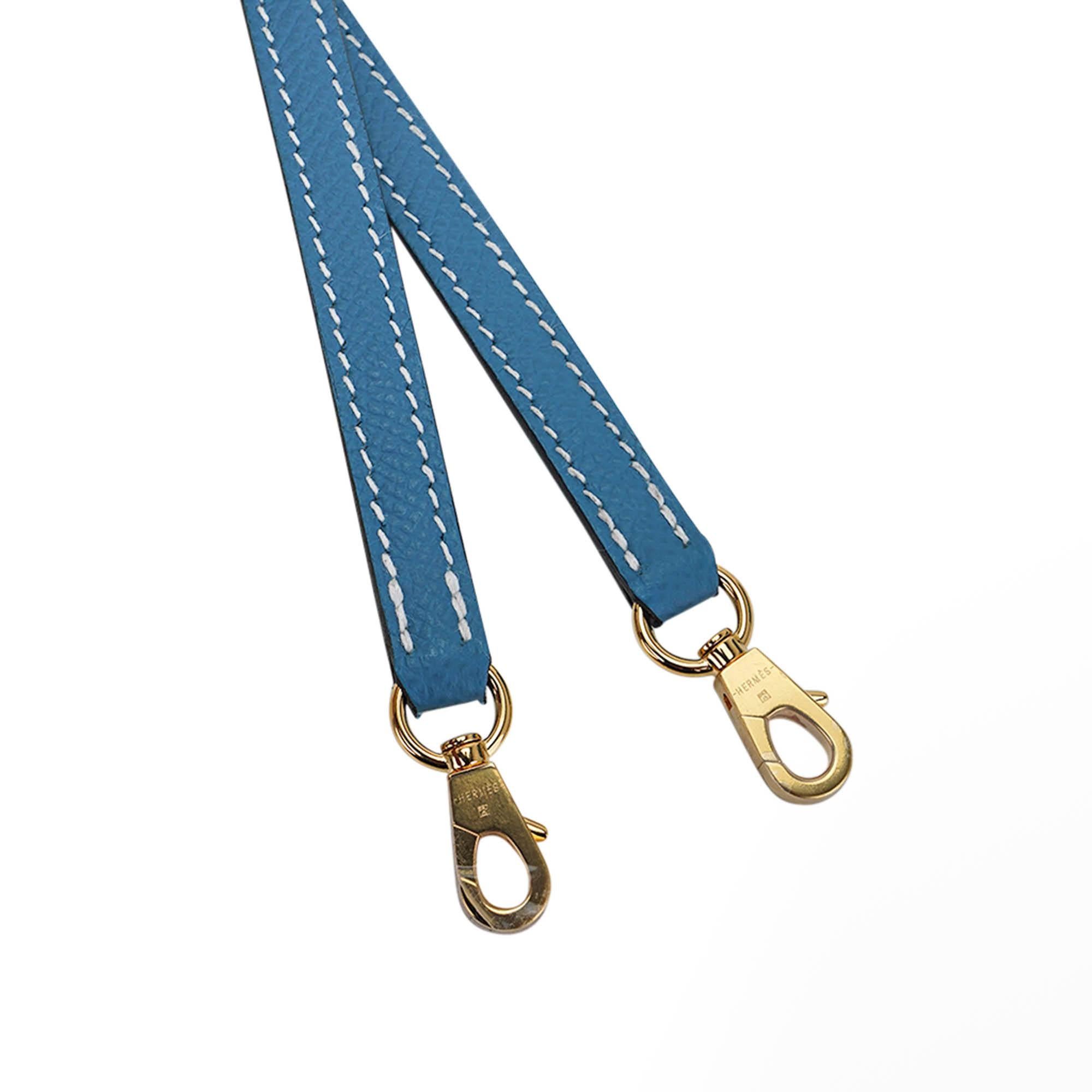 Hermes Mini Kelly 20 Sellier Blue Jean Bag Epsom Leather Gold Hardware For Sale 1