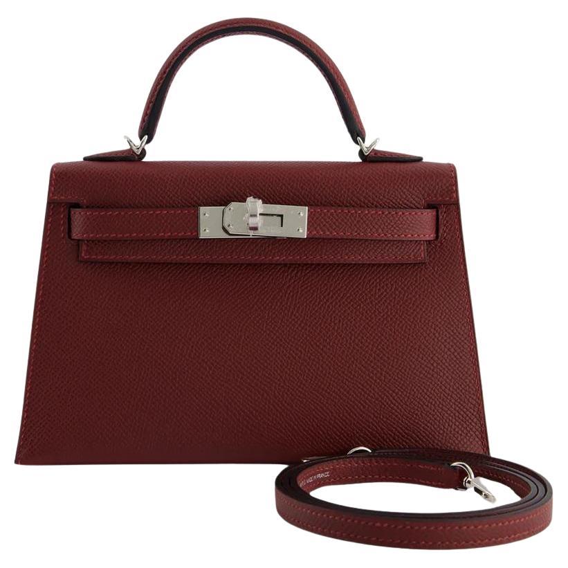 Hermès Rouge H Mini Kelly 20 Sellier Epsom Palladium Hardware en vente