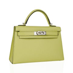 Hermes Mini Kelly 20 Sellier Jaune Bourgeon Bag Chevre Leather Palladium Hardwar