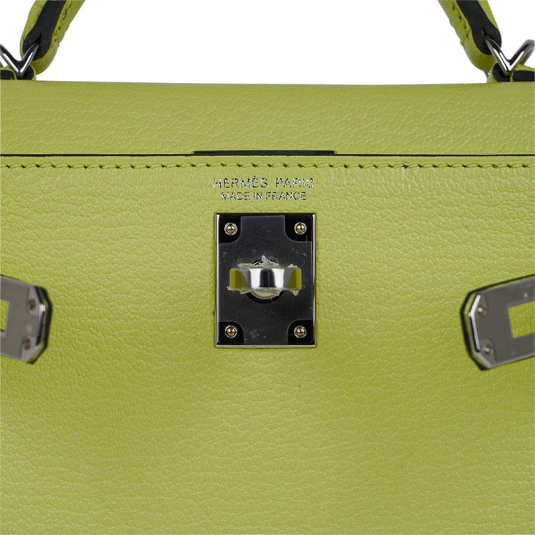 Hermes Mini Kelly 20 Sellier Jaune Bourgeon Bag Chevre Leather Palladium Hardwar In New Condition For Sale In Miami, FL