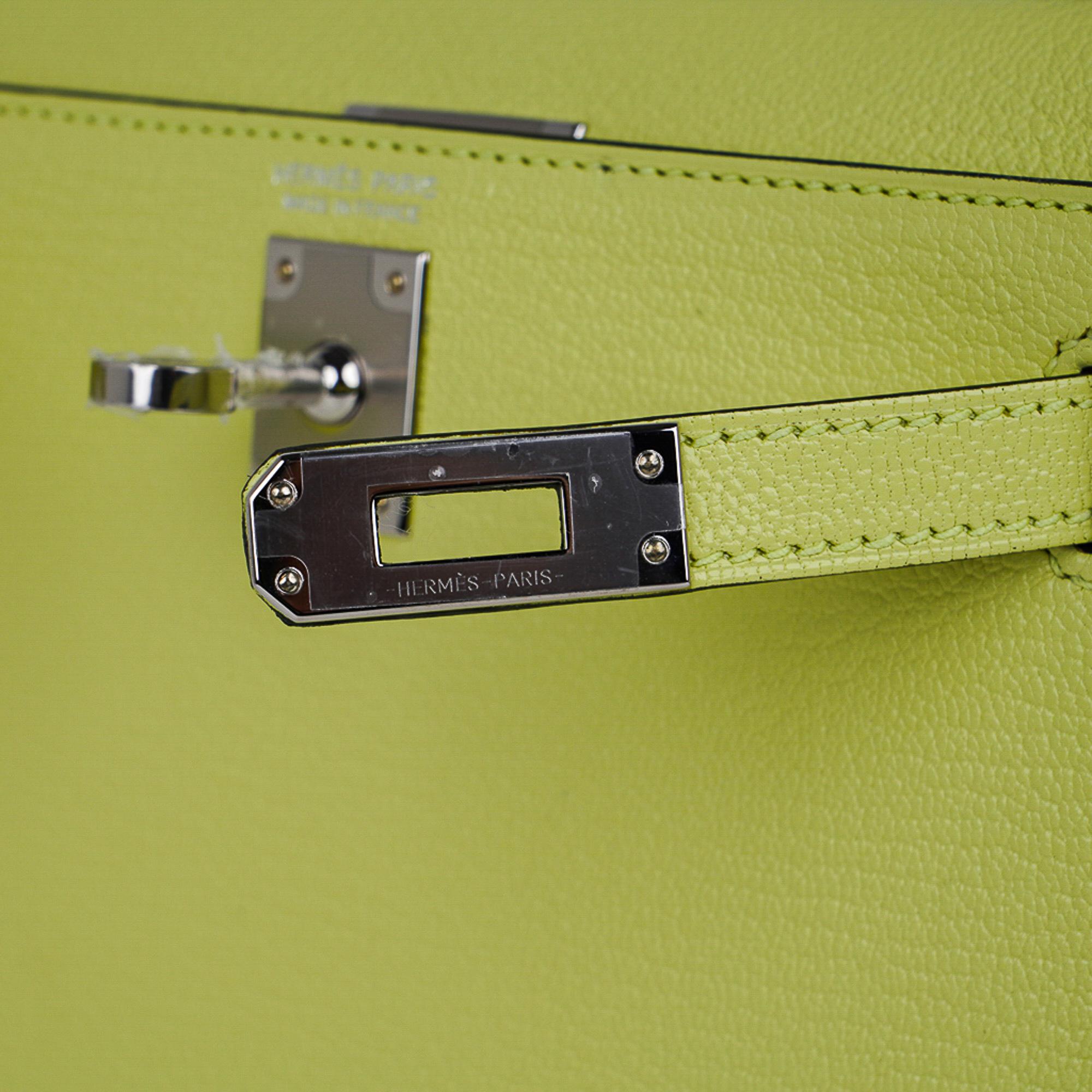 Hermes Mini Kelly 20 Sellier Jaune Bourgeon Tasche Chevre Leder Palladium Hardwar im Zustand „Neu“ in Miami, FL