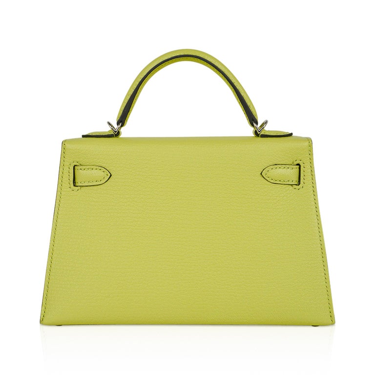 Hermès Mini Kelly 20 Verso In Jaune Ambre And Gold Chèvre Mysore With  Palladium Hardware in Yellow