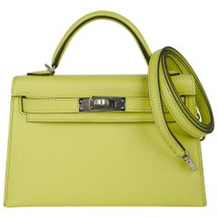 Hermes Mini Kelly 20 Sellier Jaune Bourgeon Bag Chevre Leather Palladium Hardwar