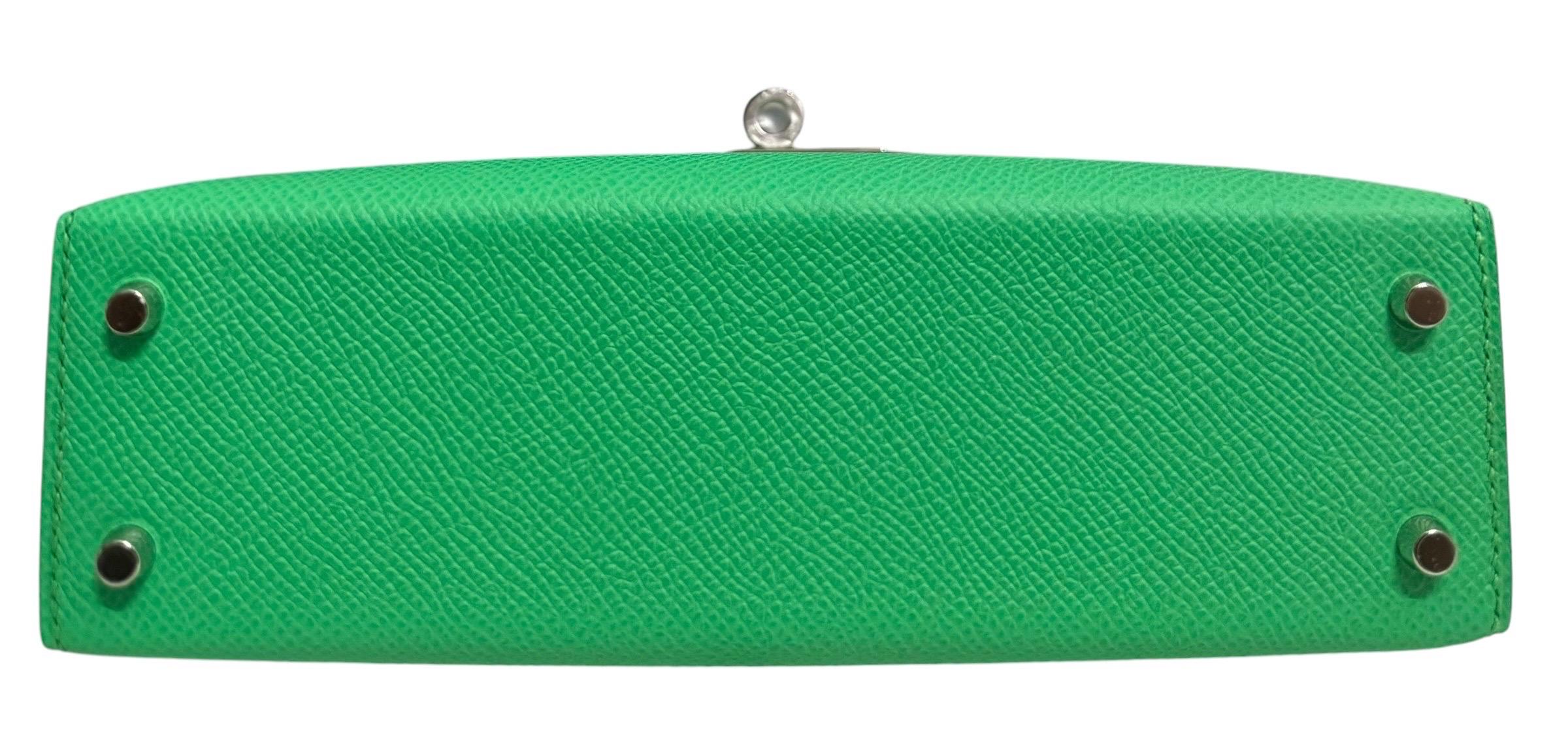 Hermes Mini Kelly 20 Tri Color Vert Comics, Vert Fizz & Gris Pale Epsom Leather 1