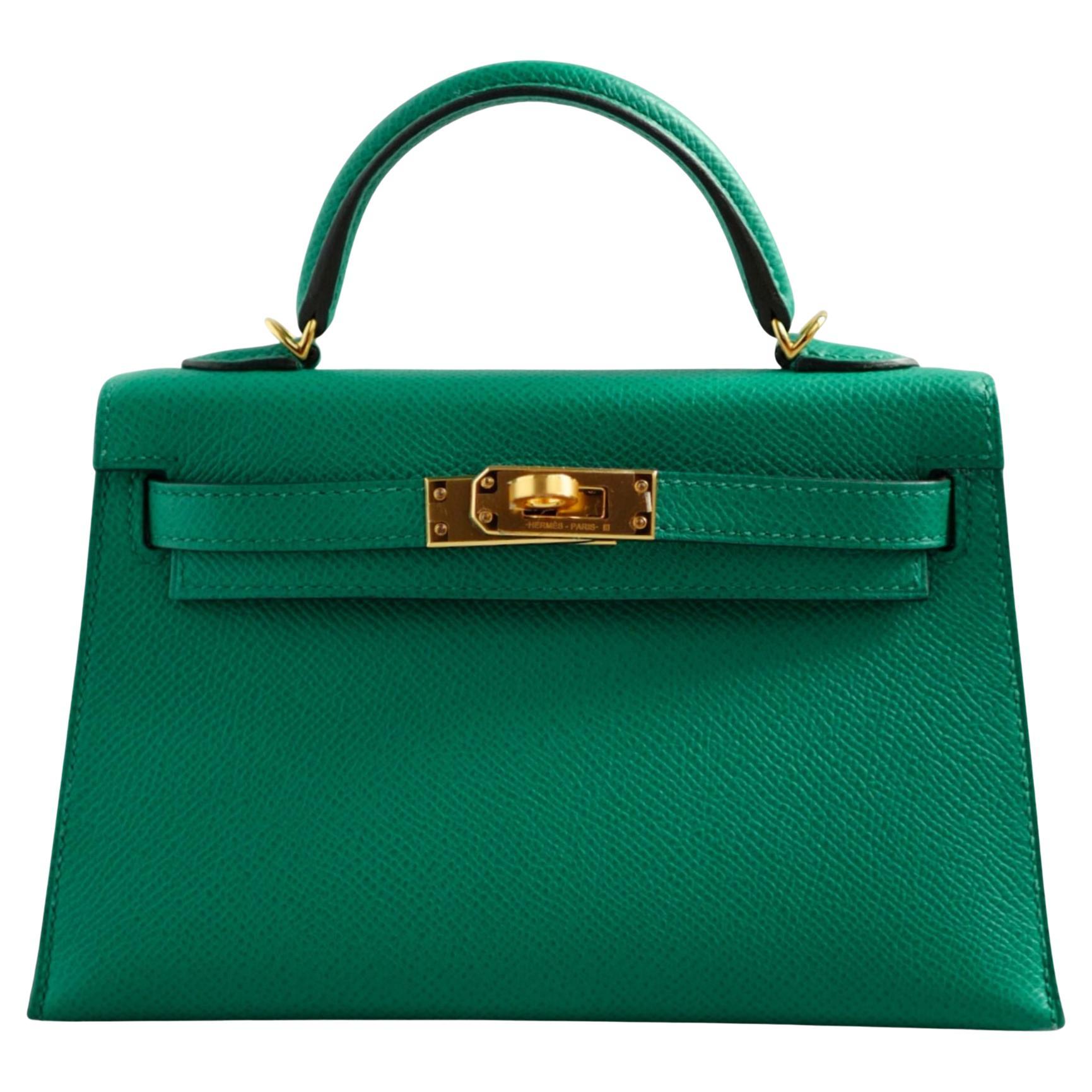 Hermès Mini Kelly 20 Vert Jade Epsom Leather Gold Hardware GHW Z in vendita