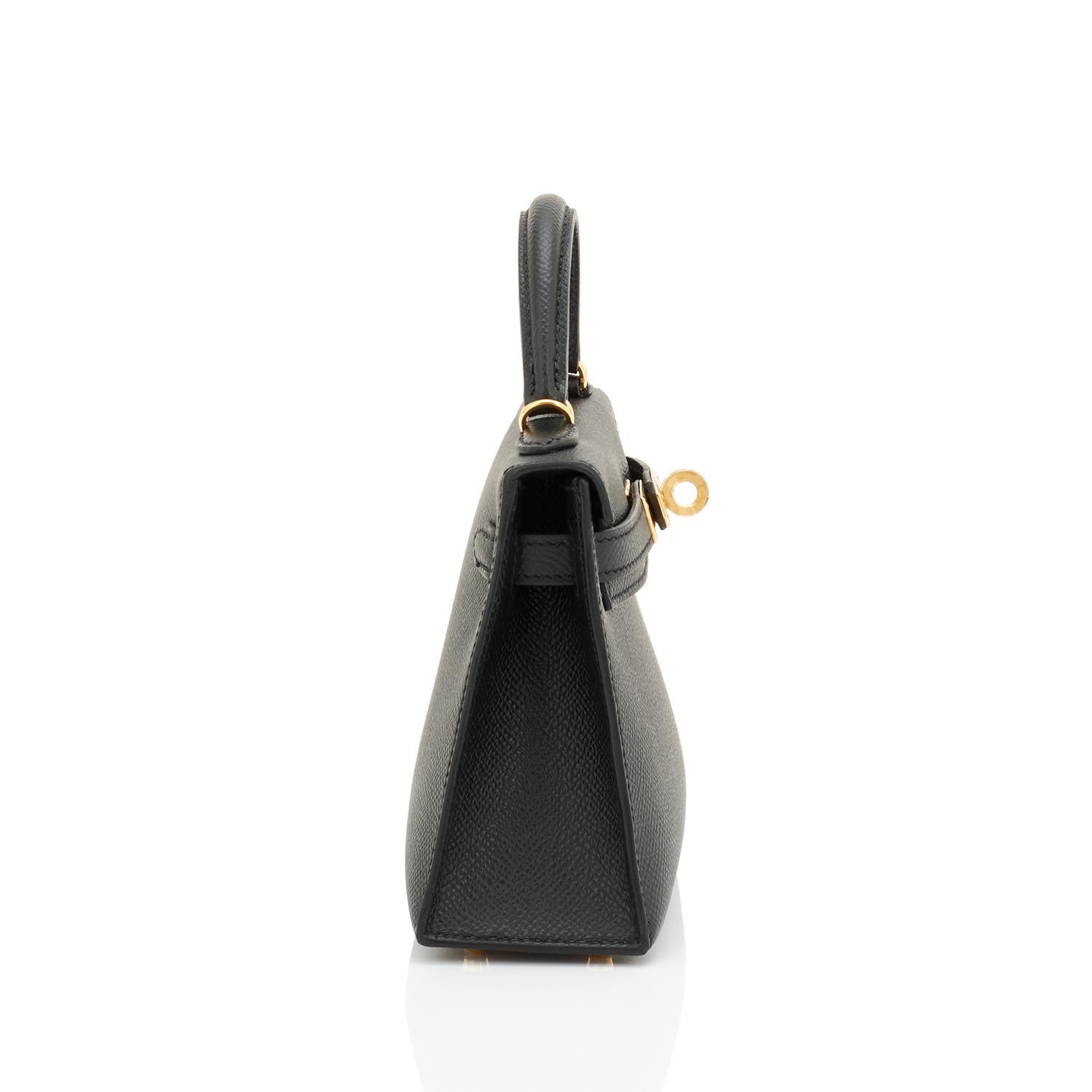 Hermes Mini Kelly 20cm Black VIP Epsom Gold Shoulder Bag, U Stamp, 2022 2