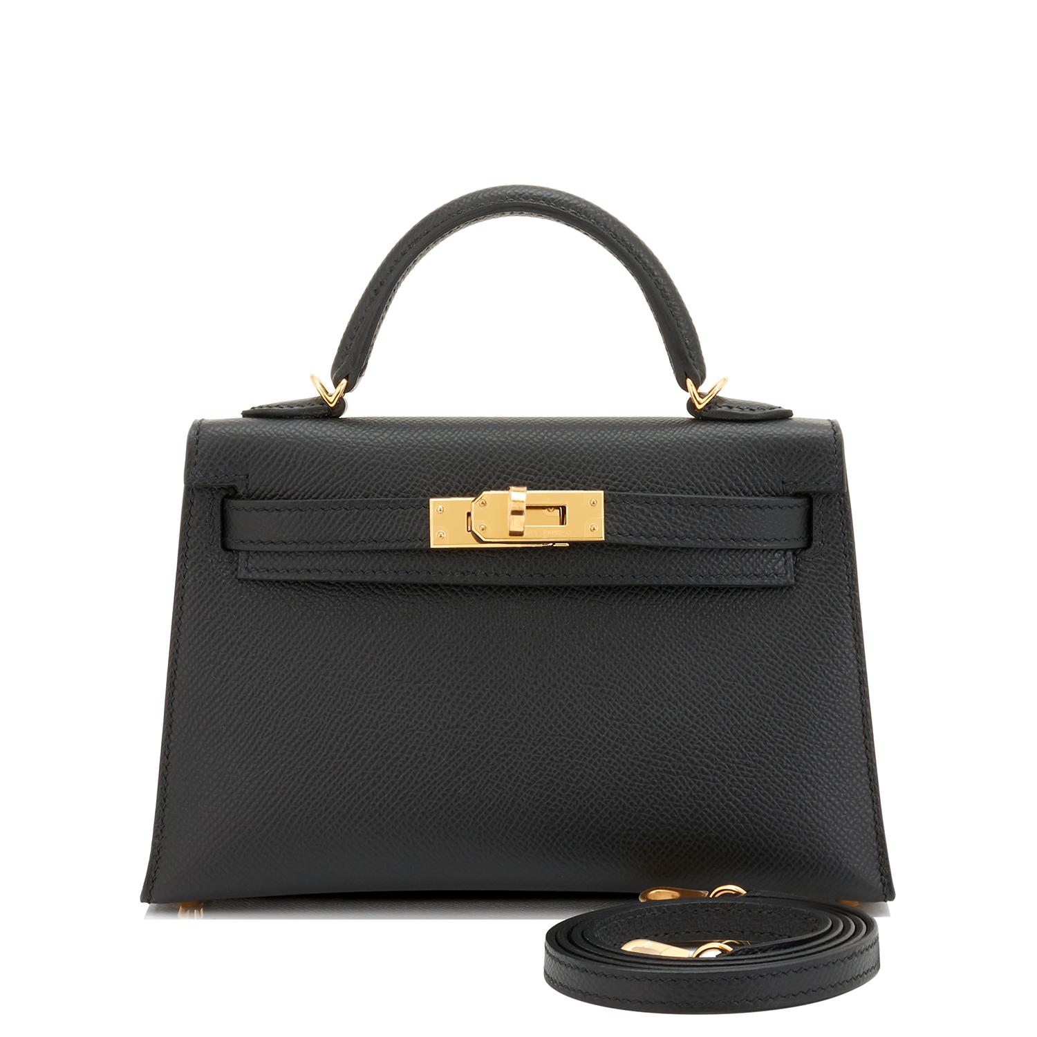 Hermes Mini Kelly 20cm Black VIP Epsom Gold Shoulder Bag, Z Stamp, 2021  2