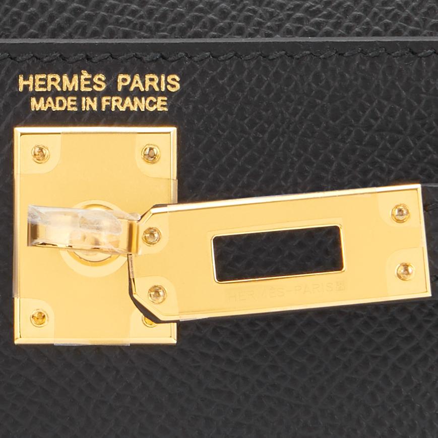 Hermes Mini Kelly 20cm Black VIP Epsom Gold Shoulder Bag, Z Stamp, 2021  2