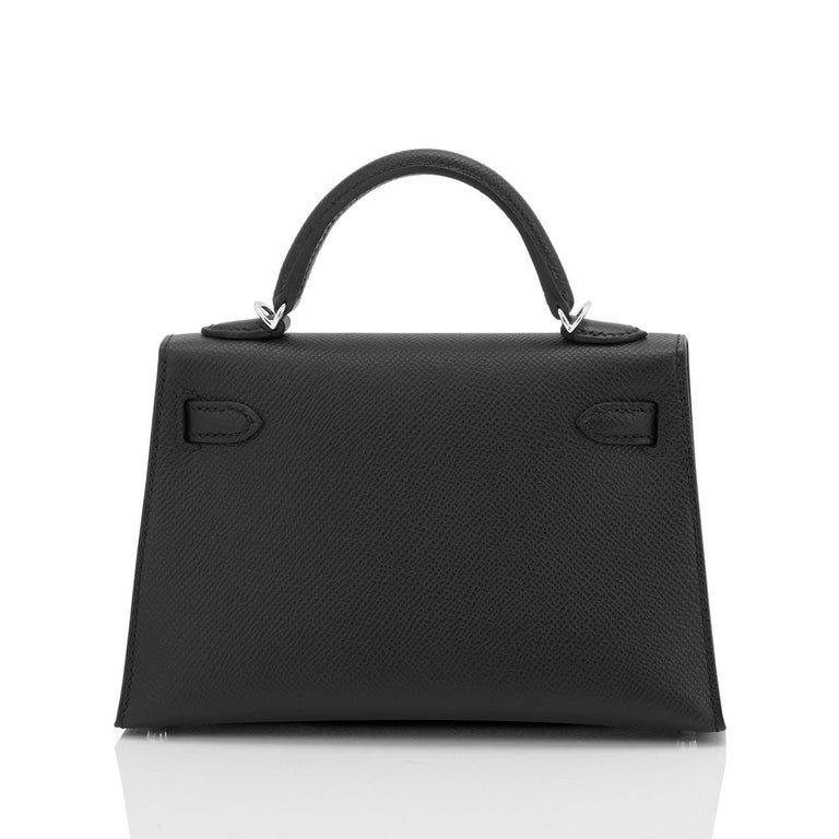 Hermes Mini Kelly 20cm Black VIP Epsom Palladium Shoulder Bag, Z Stamp, 2021  For Sale 1