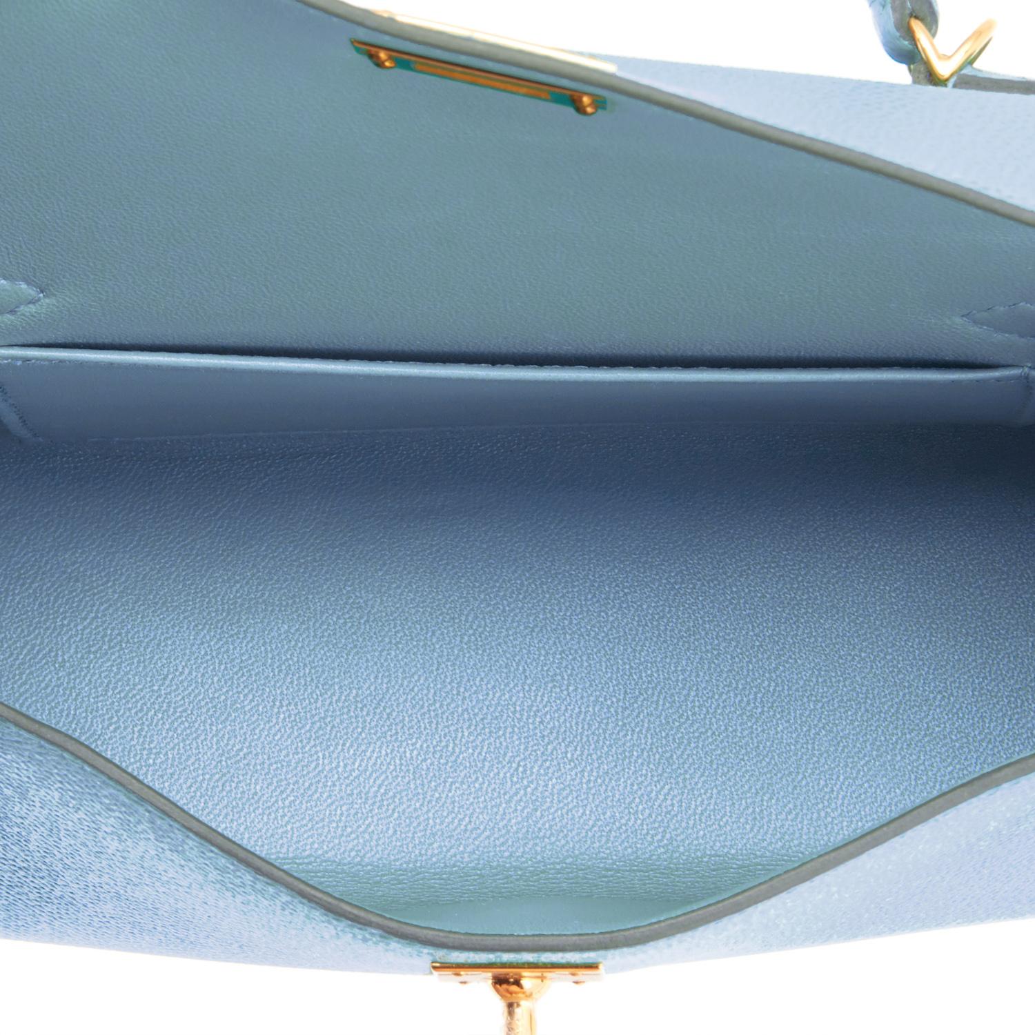 Hermes Mini Kelly 20cm Blue Brume VIP Gold Shoulder Bag, U Stamp 2022 1